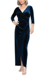 V-neck Natural Waistline Ruched Wrap Draped Sheath Ankle Length Sheath Dress/Evening Dress