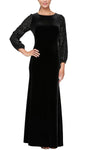 Floor Length Sheath Sequined Back Zipper Goddess Jeweled Neck Bishop Puff Sleeves Sleeves Natural Waistline Sheath Dress/Evening Dress