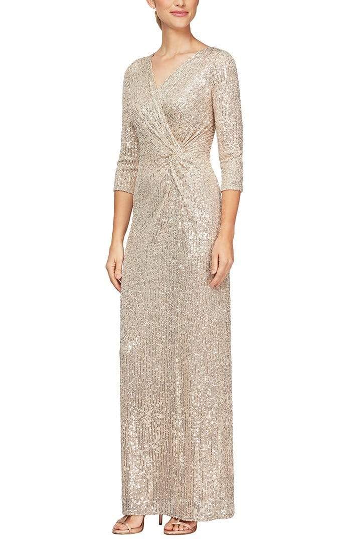 Alex Evenings - 8196646 Sequined V-Neck Column Gown
