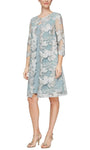 Petite Sheer Mesh Embroidered Short Floral Print Dress by Alex Evenings