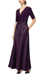 A-line V-neck Back Zipper Belted Pocketed Ruched Empire Tie Waist Waistline Dress