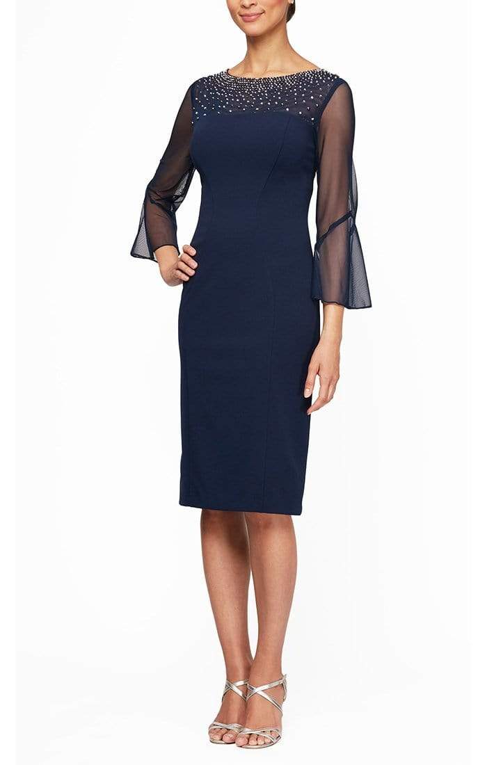 Alex Evenings - 8260208 Quarter Bell Sleeves Petite Sheath Dress
