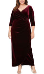 V-neck Wrap Ruched Draped Sheath Ankle Length Natural Waistline Sheath Dress/Evening Dress