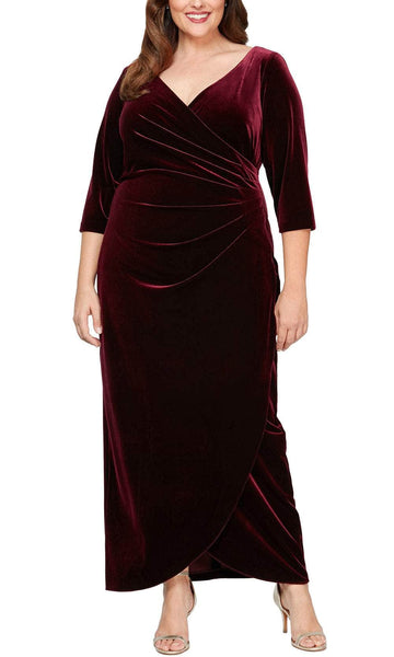 V-neck Draped Wrap Ruched Ankle Length Natural Waistline Sheath Sheath Dress/Evening Dress