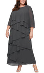 Modest Floor Length Flowy Sleeveless Sheath Chiffon Scoop Neck Natural Waistline Sheath Dress/Evening Dress