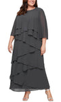 Modest Sheath Natural Waistline Chiffon Flowy Scoop Neck Floor Length Sleeveless Sheath Dress/Evening Dress