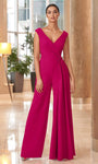 Sophisticated V-neck Natural Waistline Back Zipper Sleeveless Plunging Neck Jumpsuit