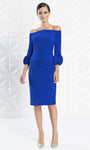Sophisticated Off the Shoulder Above the Knee Button Closure Fitted Pleated Natural Waistline Sheath Sheath Dress