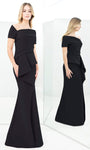 Sophisticated Mermaid Natural Waistline Floor Length Asymmetric Peplum Short Sleeves Sleeves Prom Dress With Ruffles