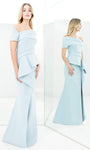 Sophisticated Mermaid Natural Waistline Short Sleeves Sleeves Asymmetric Peplum Floor Length Prom Dress With Ruffles