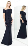 Sophisticated Short Sleeves Sleeves Mermaid Natural Waistline Floor Length Asymmetric Peplum Prom Dress With Ruffles