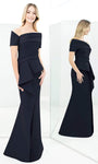 Sophisticated Natural Waistline Mermaid Short Sleeves Sleeves Floor Length Asymmetric Peplum Prom Dress With Ruffles