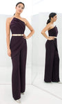 Sophisticated Strapless Asymmetric Pleated Wrap Belted Crepe Natural Waistline Jumpsuit