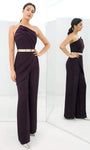 Sophisticated Strapless Belted Pleated Wrap Asymmetric Crepe Natural Waistline Jumpsuit