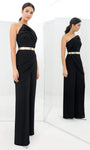 Sophisticated Strapless Crepe Natural Waistline Belted Wrap Asymmetric Pleated Jumpsuit