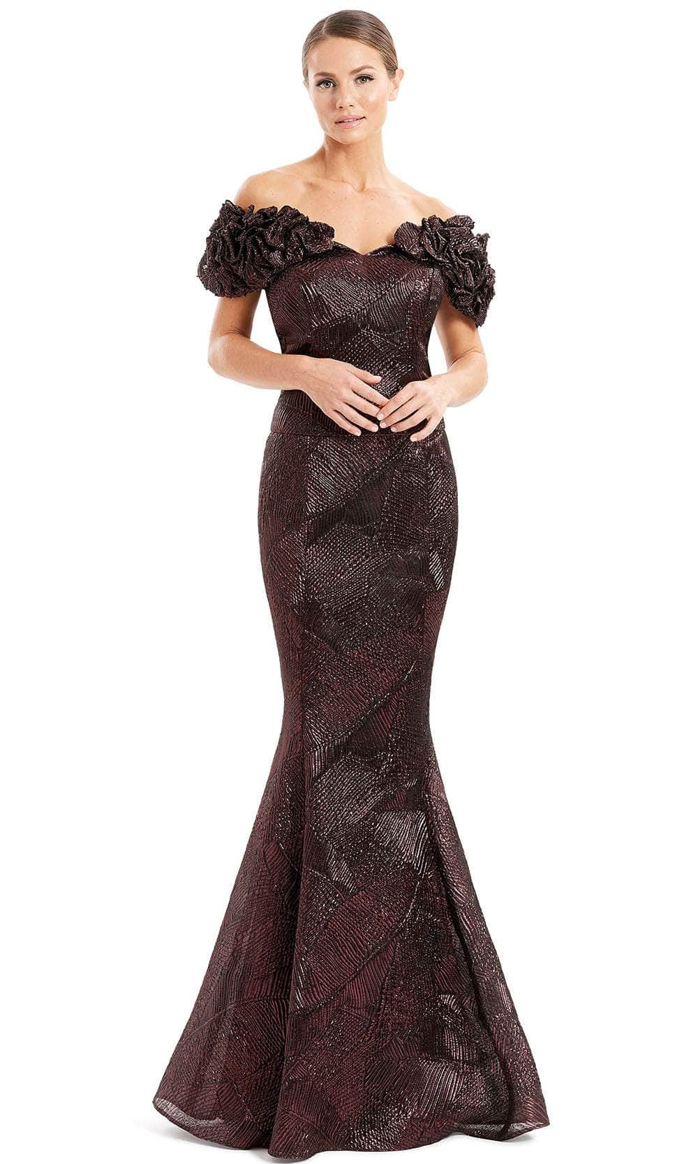 Alexander by Daymor 1650 - Ruffled Sleeve Metallic Evening Gown
