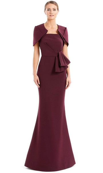 Strapless Short Sleeves Sleeves Floor Length Natural Waistline Open-Back Pleated Peplum Fitted Button Closure Straight Neck Mermaid Evening Dress