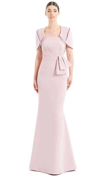 Strapless Short Sleeves Sleeves Straight Neck Natural Waistline Mermaid Pleated Fitted Open-Back Button Closure Peplum Floor Length Evening Dress
