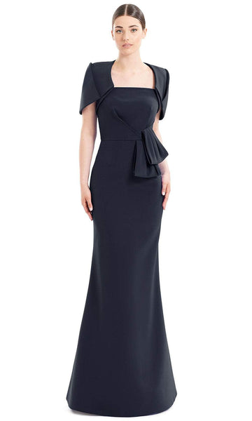 Strapless Peplum Button Closure Open-Back Fitted Pleated Natural Waistline Mermaid Short Sleeves Sleeves Floor Length Straight Neck Evening Dress