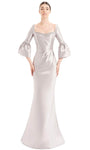Modest Long Sleeves Fall Mermaid Floor Length Button Closure Beaded Natural Waistline Sweetheart Dress