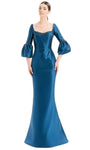 Modest Floor Length Fall Natural Waistline Mermaid Button Closure Beaded Long Sleeves Sweetheart Dress