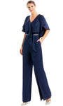 Ruffled Short Sleeve Formal Jumpsuit