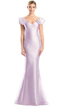 Sexy V-neck Beaded Applique Cap Short Sleeves Sleeves Natural Waistline Mermaid Dress with a Brush/Sweep Train With a Bow(s)