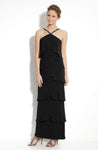 Halter Floor Length Sleeveless Natural Waistline Sheath Back Zipper Tiered Beaded Sheath Dress/Evening Dress/Party Dress