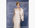 Modest Sheath Beaded Sheer Illusion Jeweled Neck Natural Waistline Floor Length Cap Long Sleeves Sheath Dress/Prom Dress