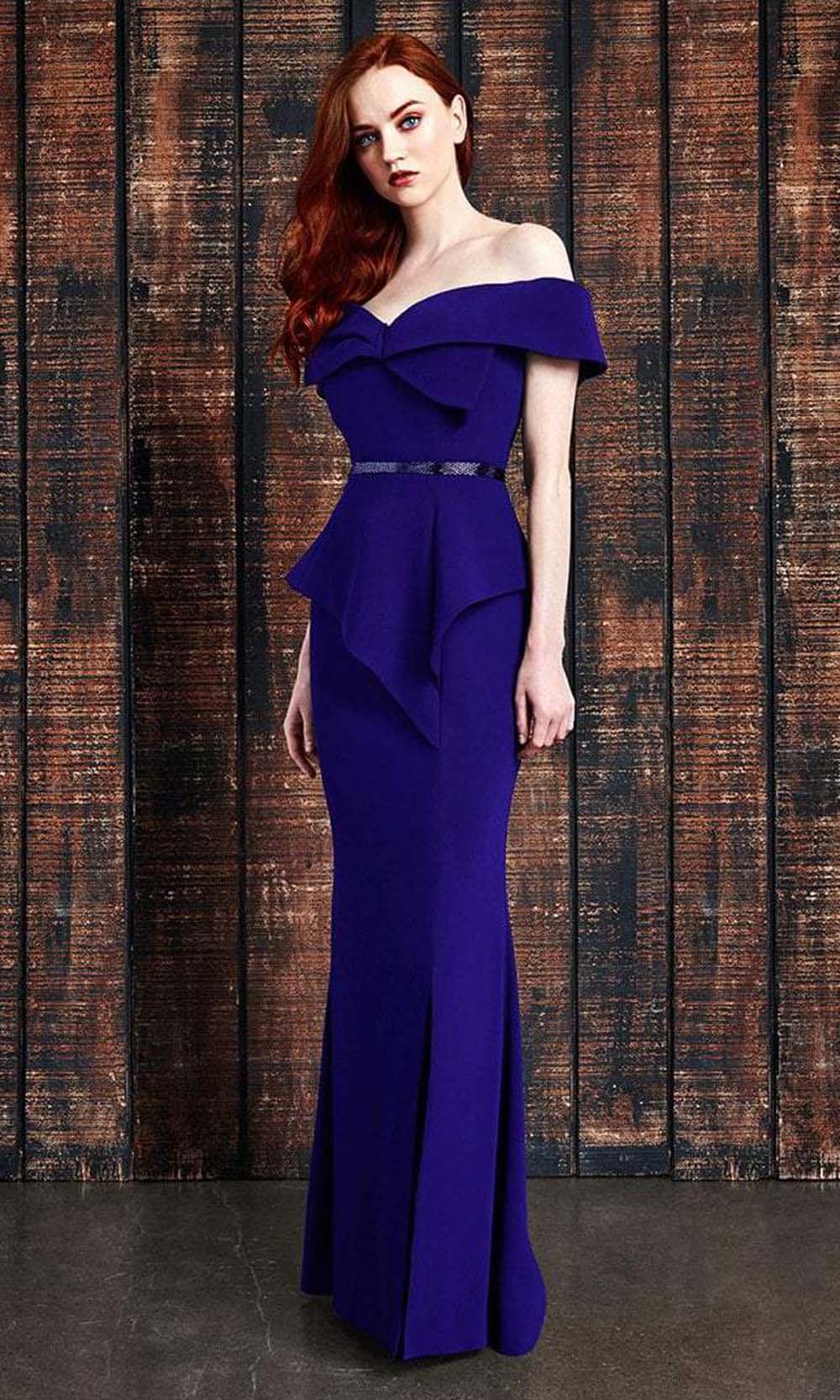 Alexander by Daymor - 850 Bow Accent Off Shoulder Evening Dress
