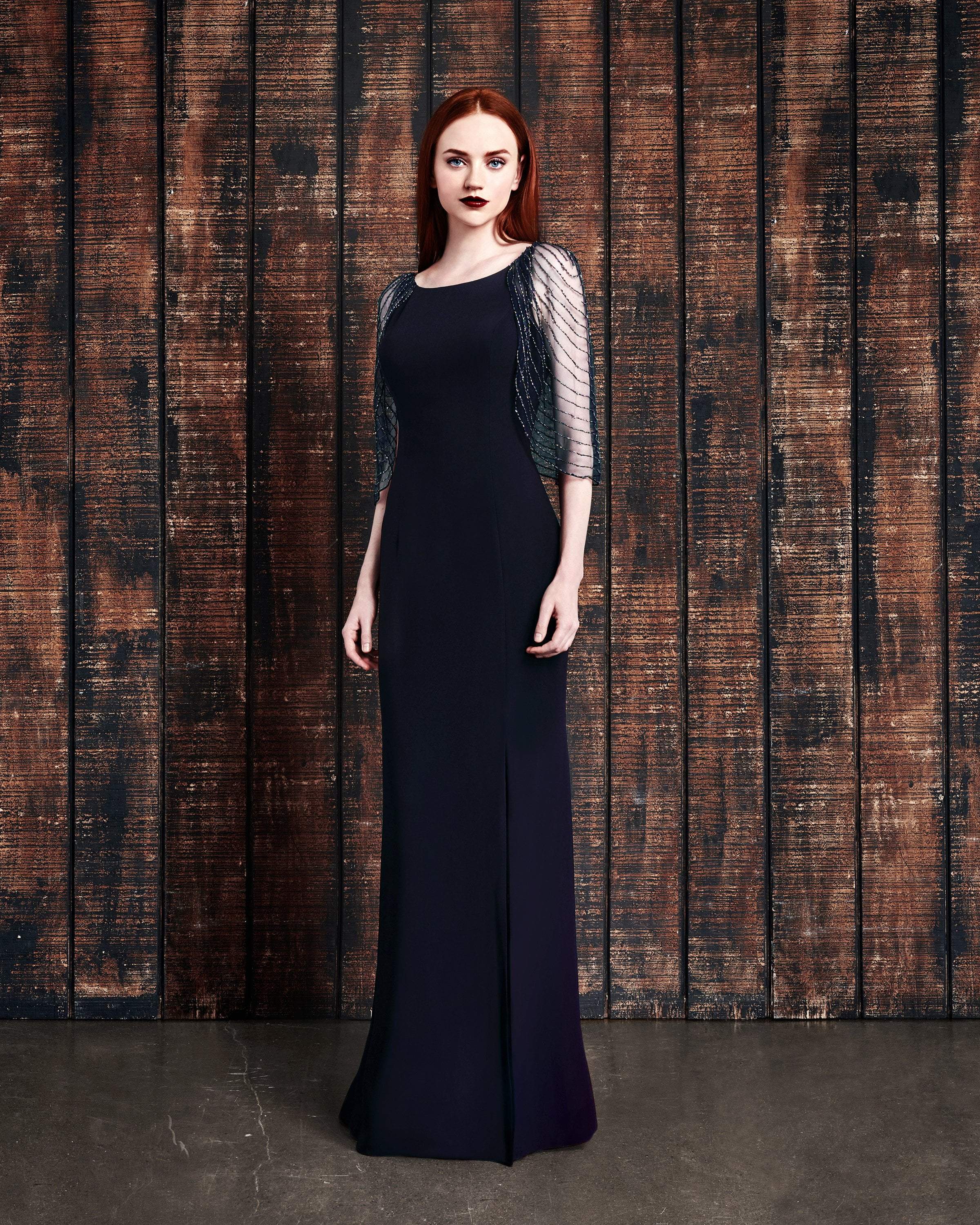 Alexander by Daymor - 861 Embellished Cape Fitted Evening Dress
