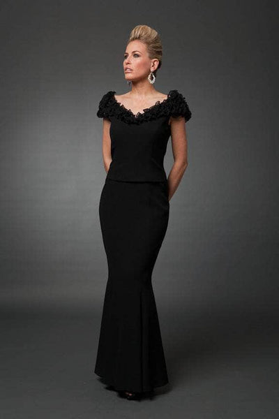 V-neck Cap Sleeves Natural Waistline Floor Length Mermaid Evening Dress With Ruffles