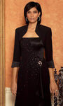 Petite A-line Straight Neck Gathered Wrap 3/4 Sleeves Natural Waistline Evening Dress/Mother-of-the-Bride Dress/Jacket Dress