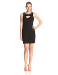 Sleeveless Glittering Jeweled Fitted Cutout Back Zipper Jeweled Neck Short Natural Waistline Sheath Sheath Dress