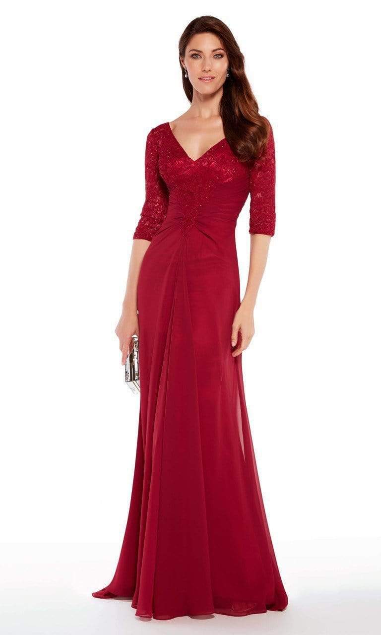 Alyce Paris - 27234 Quarter Sleeves Lace Chiffon A-line Gown
