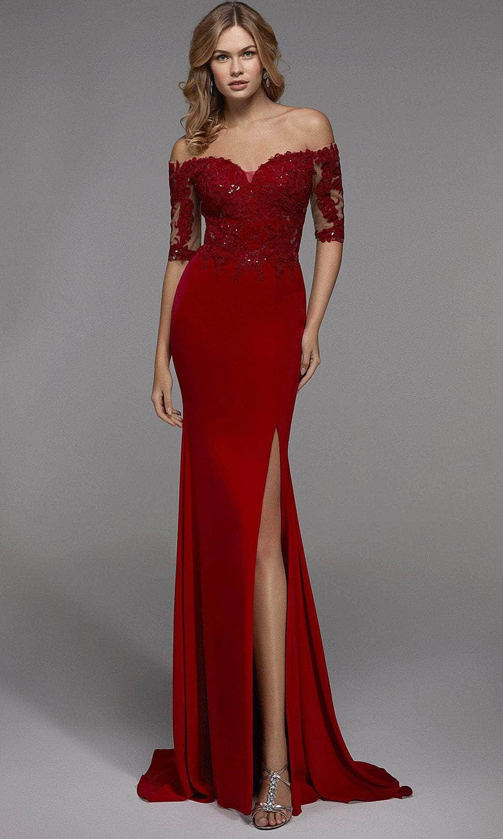 Alyce Paris 27518 - Lace Appliqued Off-shoulder Long Dress