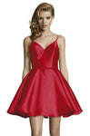 A-line V-neck Sleeveless Spaghetti Strap Natural Waistline Fitted Pleated Back Zipper Full-Skirt Cocktail Above the Knee Fit-and-Flare Skater Dress/Homecoming Dress/Prom Dress