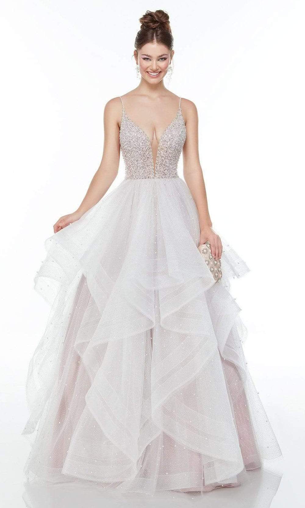 Alyce Paris - 61107 Pearl Beaded Organza A-Line Gown

