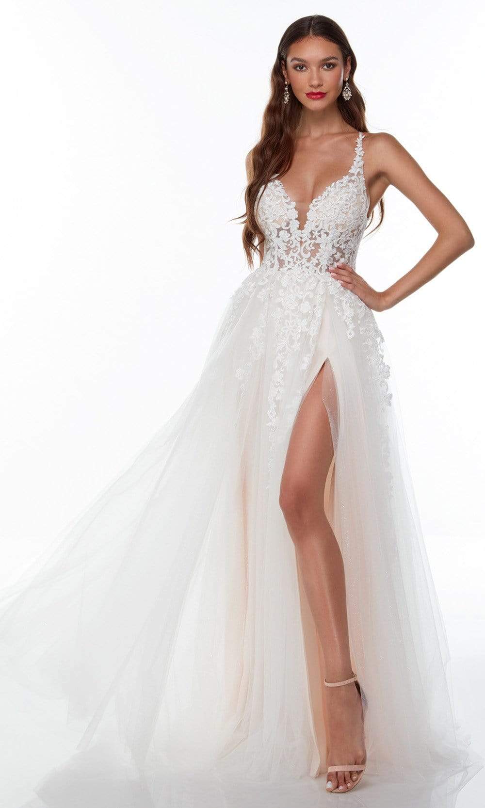 Alyce Paris - 61110 Applique High Slit Gown
