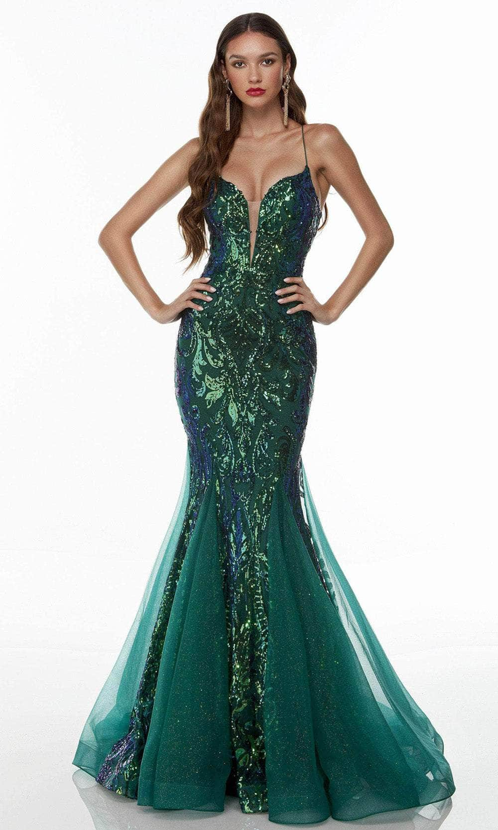 Alyce Paris 61201 - Shimmering Sleeveless V-neck Evening Dress