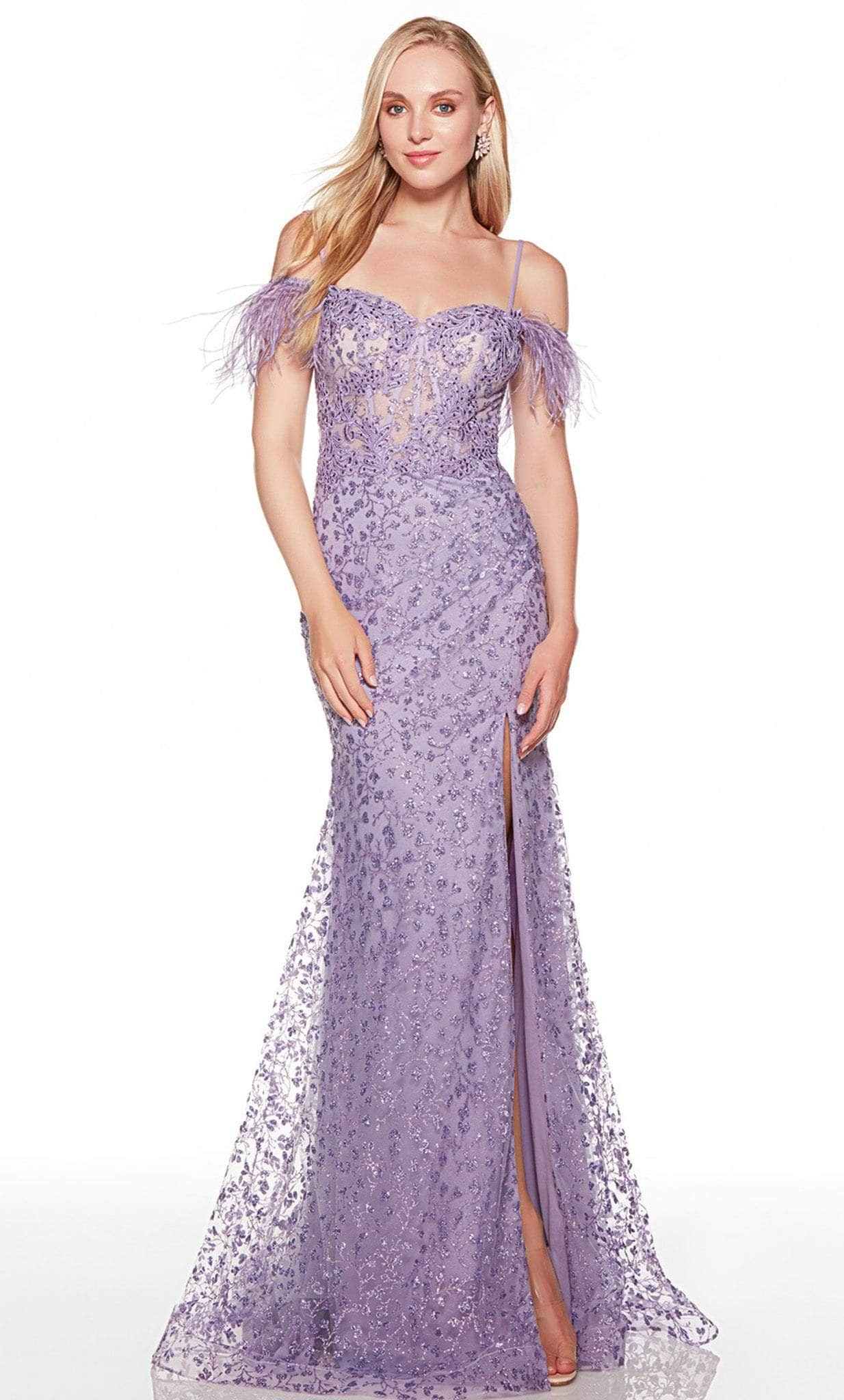 Alyce Paris 61405 - Feathered Corset Prom Dress
