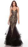 V-neck Floor Length Sleeveless Spaghetti Strap Natural Waistline Halter Tulle Sequined Fitted Glittering Fit-and-Flare Mermaid Dress with a Brush/Sweep Train