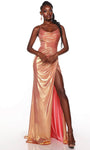 Tall Spaghetti Strap Natural Waistline Open-Back Lace-Up Slit Ruched Cutout Draped Bandeau Neck Cowl Neck Mermaid Prom Dress with a Brush/Sweep Train