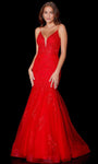 Sexy V-neck Plunging Neck Fall Natural Waistline Floor Length Below the Knee Mermaid Open-Back Beaded Applique Sheer Cutout Fitted Sleeveless Spaghetti Strap Evening Dress with a Brush/Sweep Train Wit