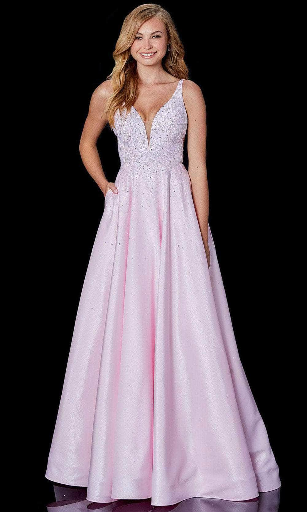 Amarra 87310 - Sleeveless Low-cut V-neck Prom Dress