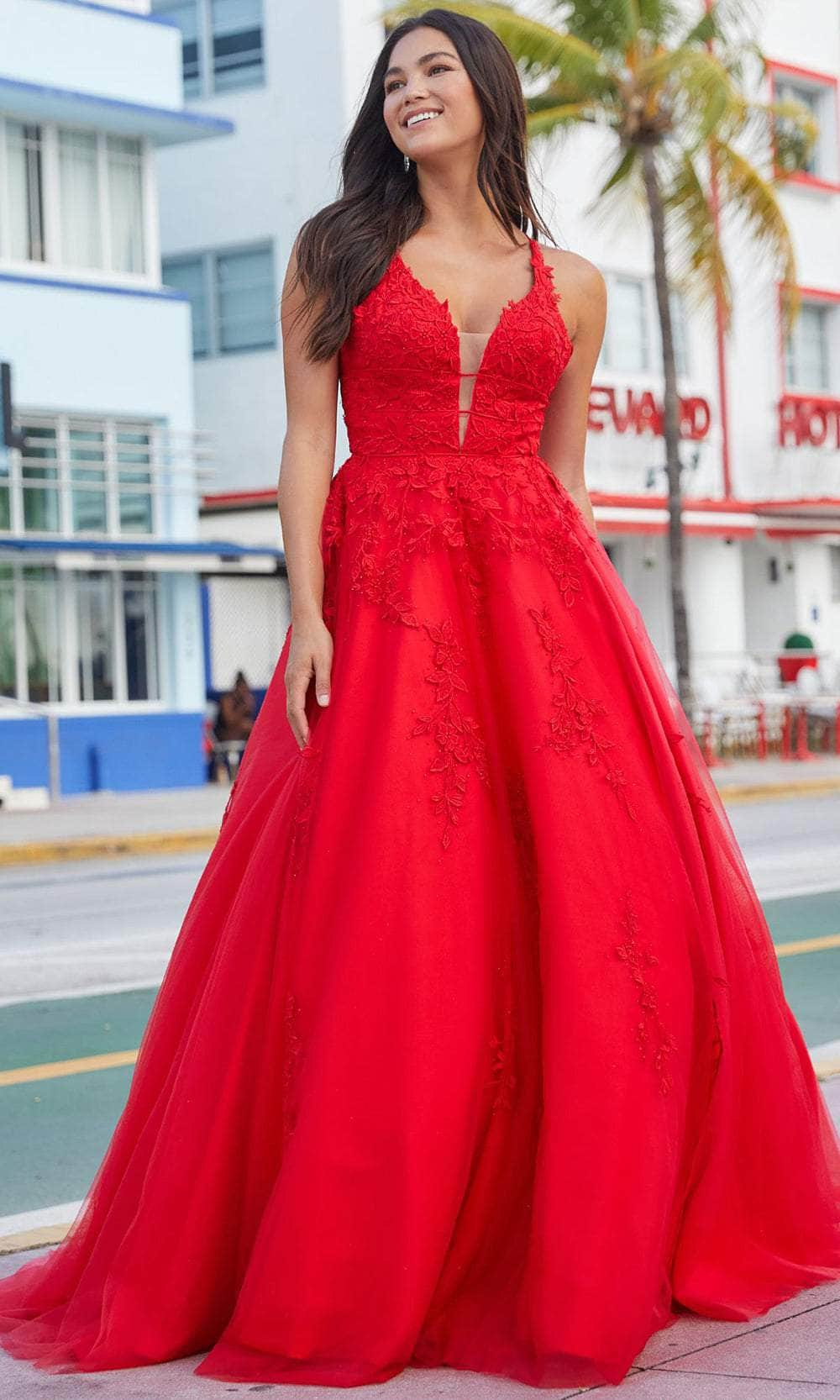 Amarra 88510 - V-Neck Embellished Ballgown
