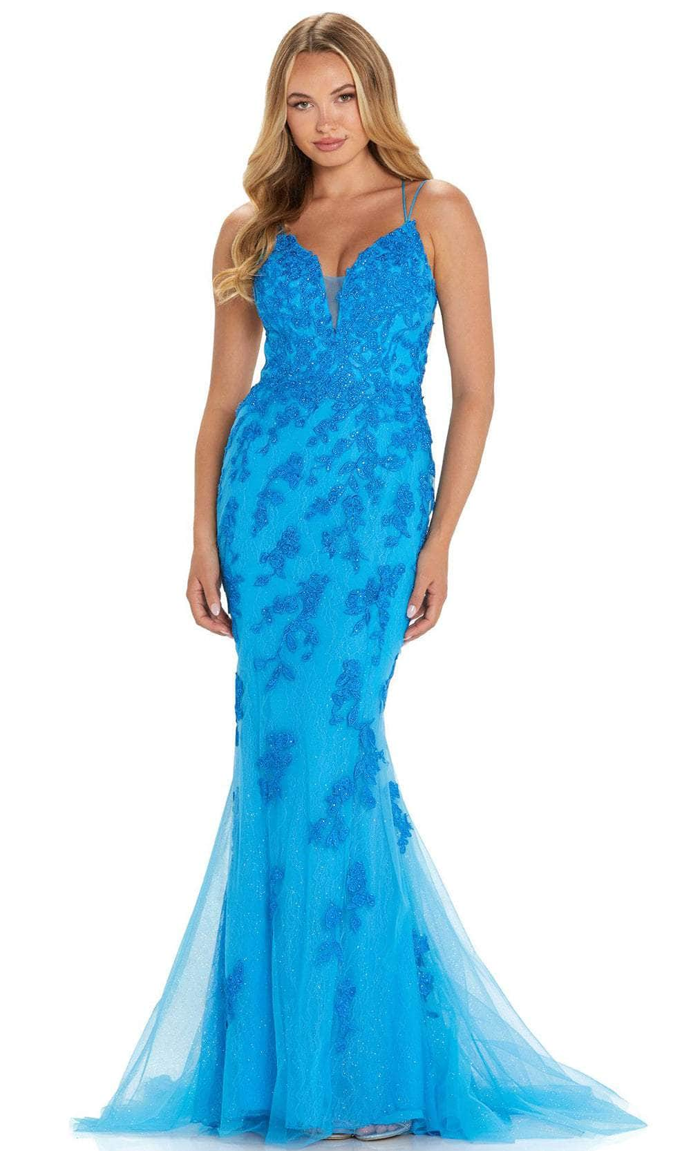 Amarra 88588 - V-Neck Leaf Appliqued Prom Gown
