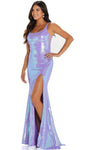 Natural Waistline Scoop Neck Mermaid Sleeveless Fitted Back Zipper Sequined Slit Prom Dress with a Brush/Sweep Train