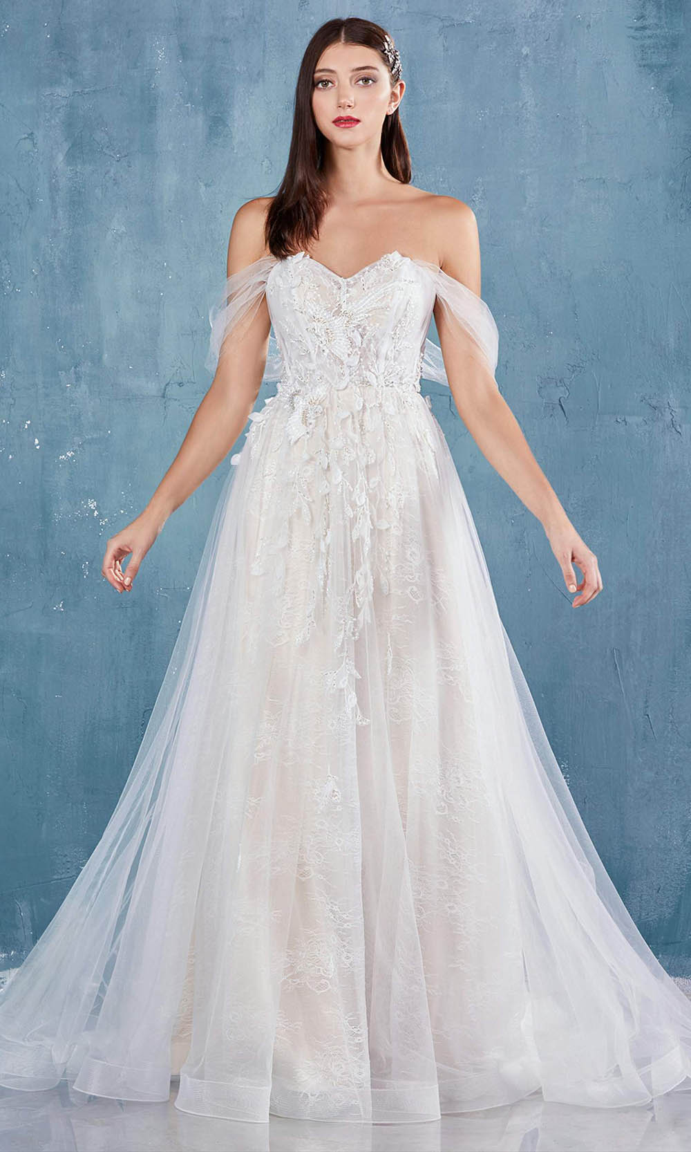 Andrea and Leo - A0822 Applique Off Shoulder A-Line Gown
