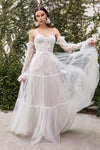 A-line Strapless Beaded Sheer Back Zipper Wrap Embroidered Sheer Sleeves Floral Print Fall Tulle Corset Natural Waistline Sweetheart Wedding Dress with a Brush/Sweep Train With Ruffles